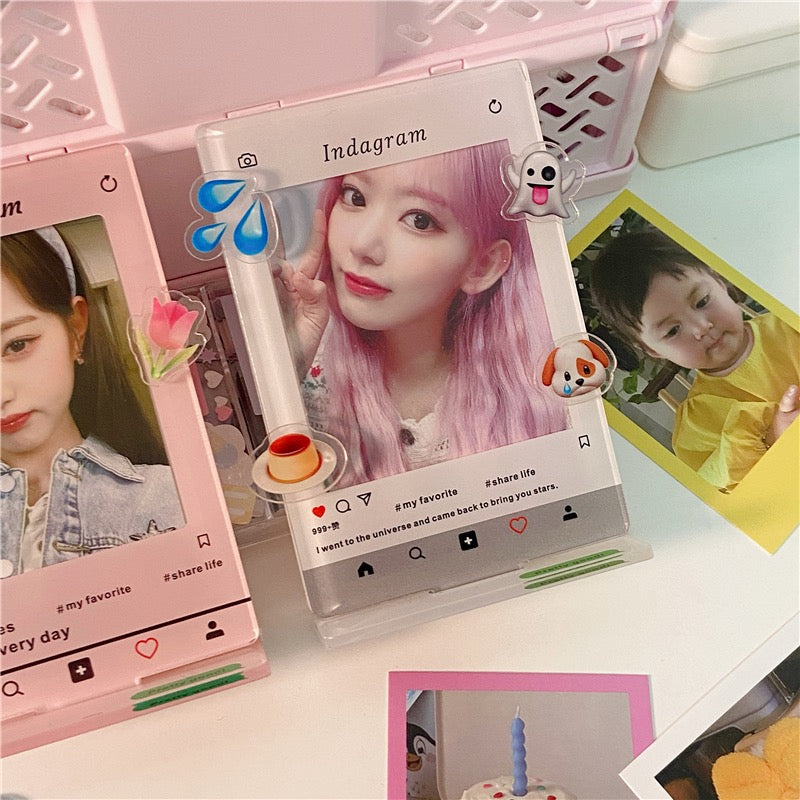 INS Creative 3-Inch Acrylic Desktop Stand Photo Frame DIY for Displaying Idol Albums, Small Cards, and Emoji Expressions