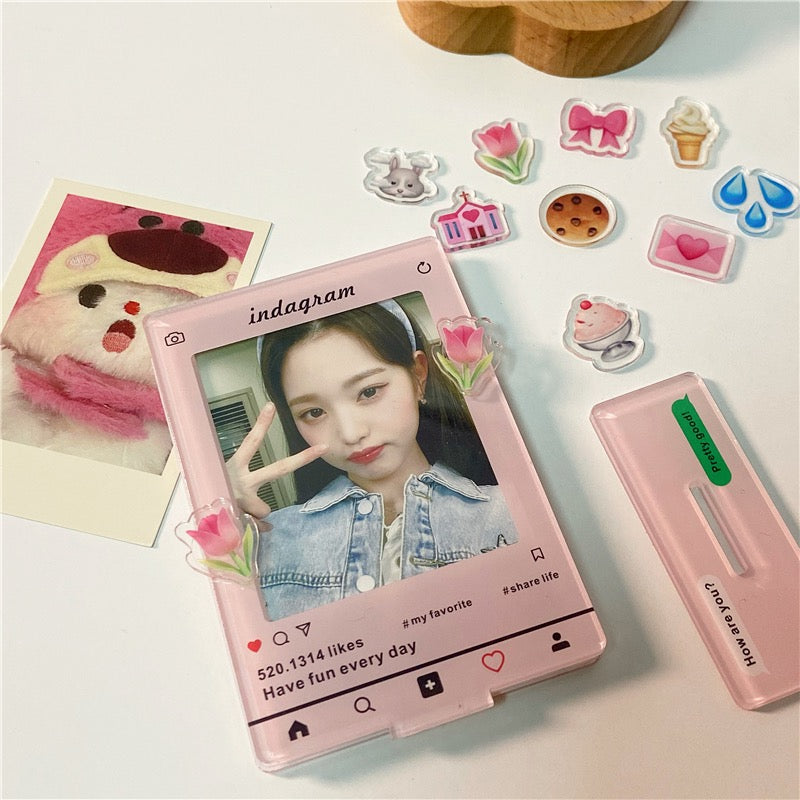 INS Creative 3-Inch Acrylic Desktop Stand Photo Frame DIY for Displaying Idol Albums, Small Cards, and Emoji Expressions
