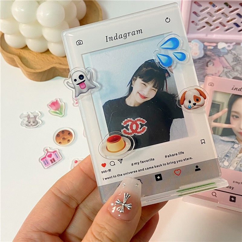 INS Creative 3-Inch Acrylic Desktop Stand Photo Frame DIY for Displaying Idol Albums, Small Cards, and Emoji Expressions