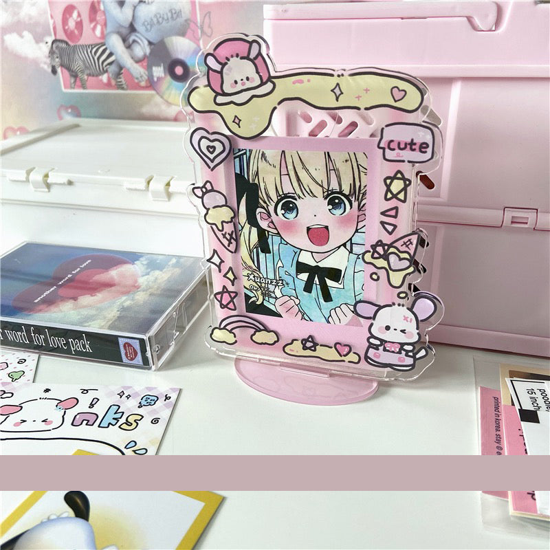 Cute Dog Original Acrylic Frame Stand for Displaying Doodle-style Polaroid Photos, Small Cards, and Desktop Decor