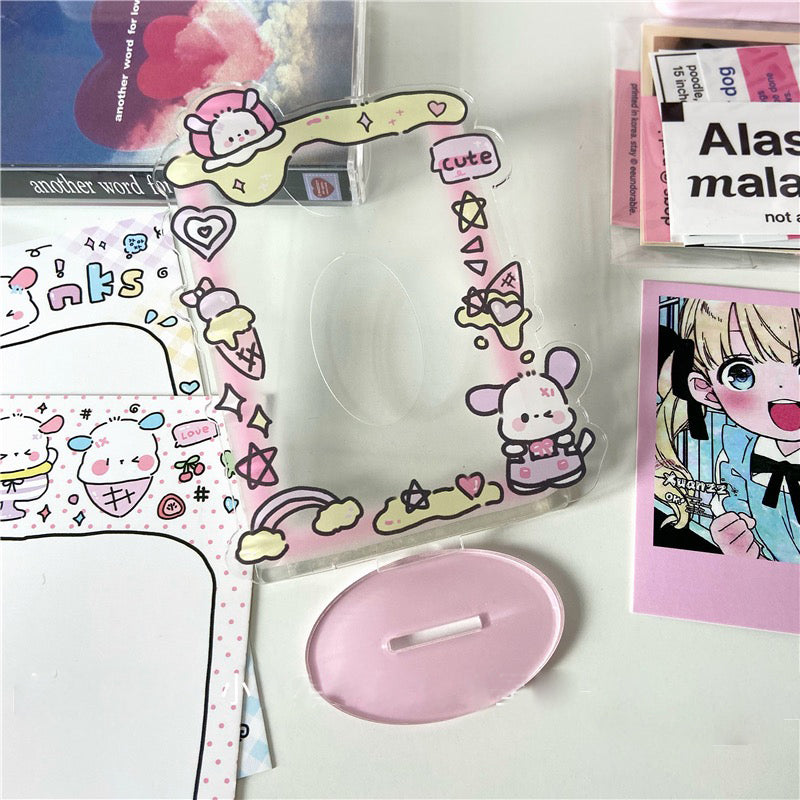 Cute Dog Original Acrylic Frame Stand for Displaying Doodle-style Polaroid Photos, Small Cards, and Desktop Decor