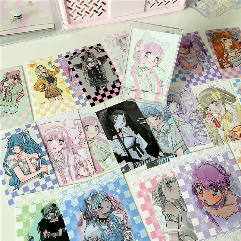 INS Korean-style Domi Small Card with Comic Characters, Girls, 3.9Inch and 5.2Inch, Angel Maid, Planner Decoration, Cute Card Material