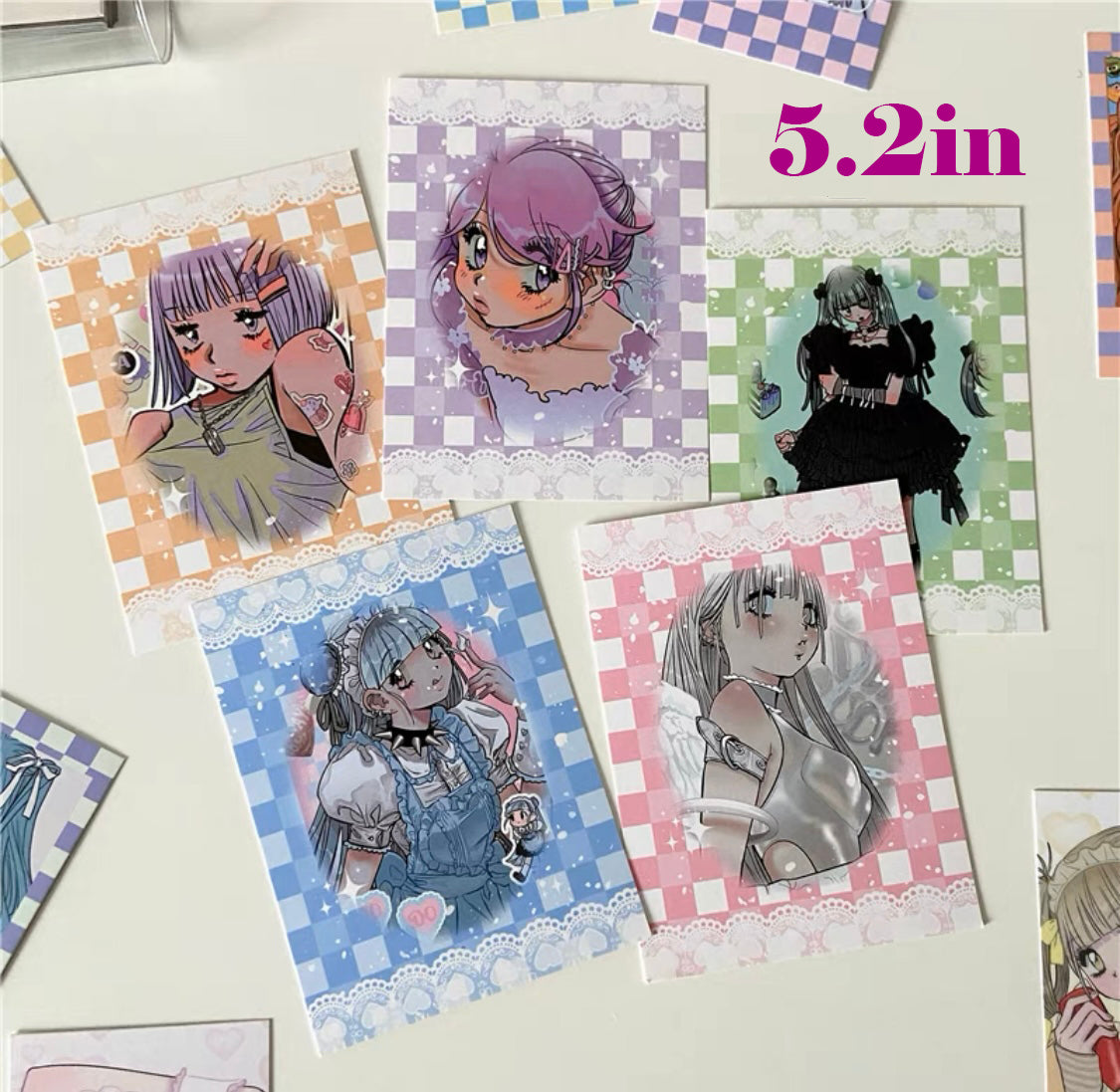 INS Korean-style Domi Small Card with Comic Characters, Girls, 3.9Inch and 5.2Inch, Angel Maid, Planner Decoration, Cute Card Material