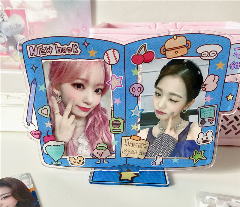 Cowboy Original INS Double-Slot 3.9Inch Acrylic Frame Stand for Couples, Displaying Idol Photos on Desktop