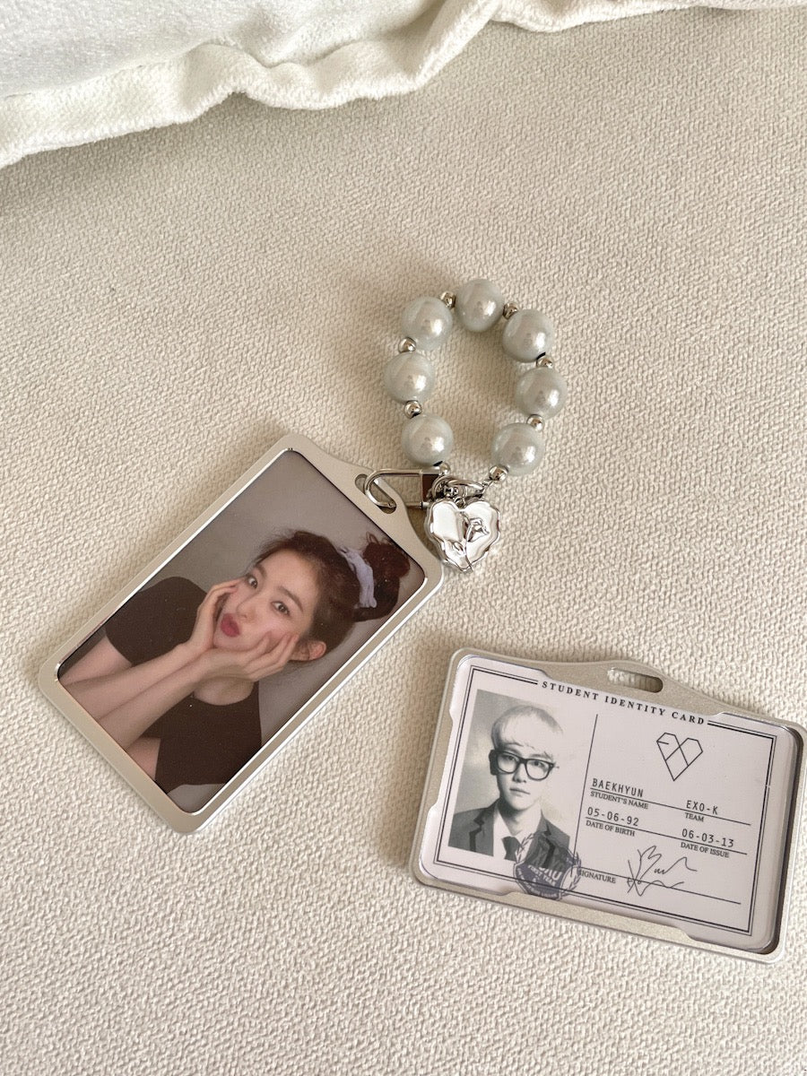 INS Silver Gray Pearl Chain Aluminum Alloy Goo Gaka Instant Camera Love Bean Mini Card Display Frame Pendant