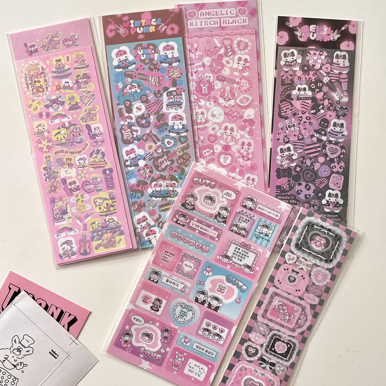 Korean INS Cute Rock Rabbit Laser Sticker DIY Planner Goo Plate Estimated Card Small Frame Decoration Material