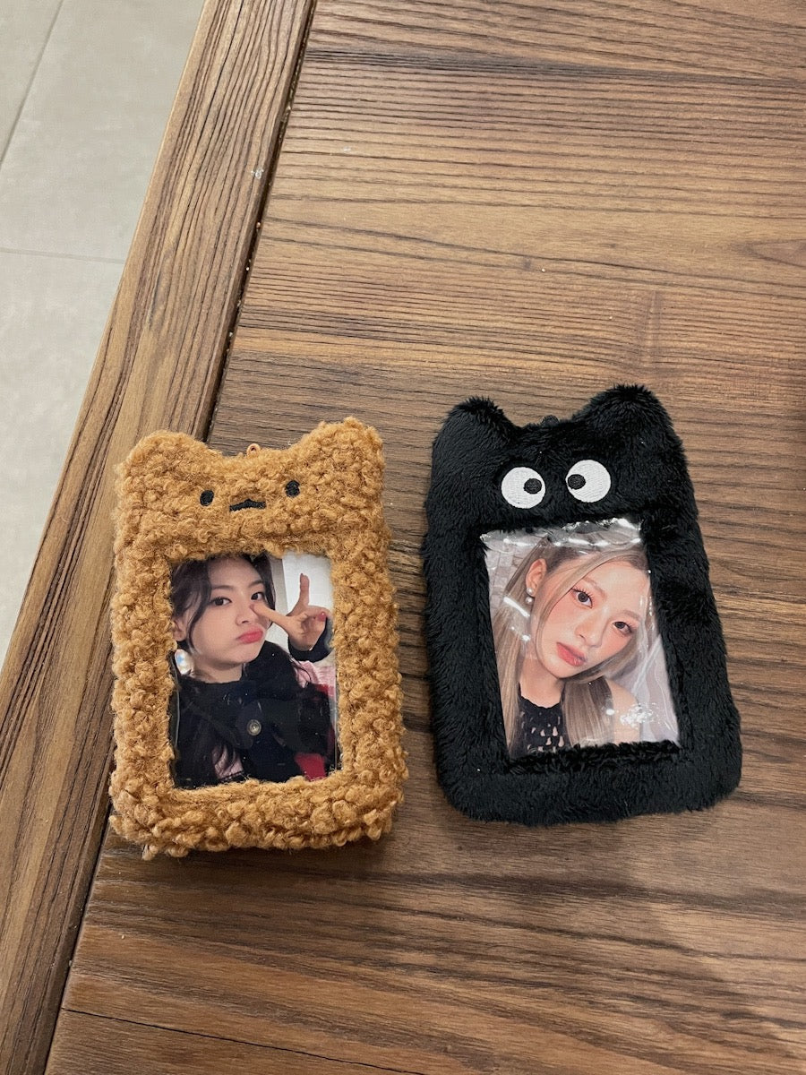 Original Black Mommy and Pork Floss Plush Card Sleeve Korean INS Bus Card Storage Love Bean Mini Card Display Pendant