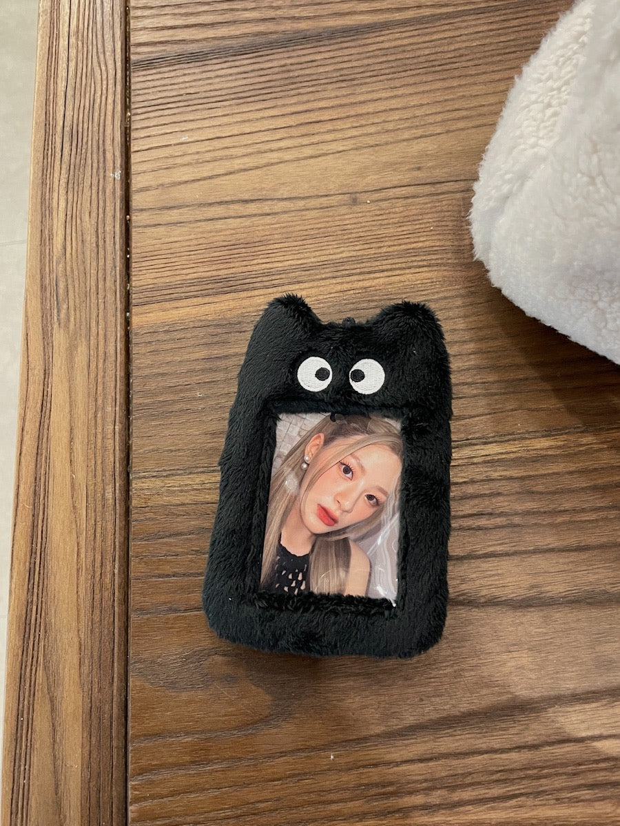 Original Black Mommy and Pork Floss Plush Card Sleeve Korean INS Bus Card Storage Love Bean Mini Card Display Pendant
