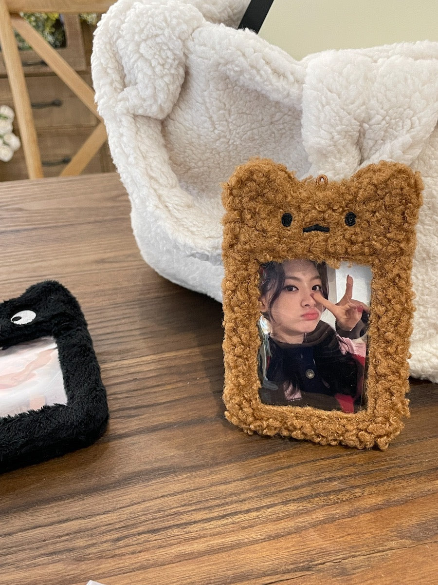 Original Black Mommy and Pork Floss Plush Card Sleeve Korean INS Bus Card Storage Love Bean Mini Card Display Pendant