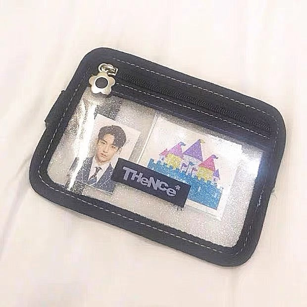 Korean Ins Girl Thence Transparent Card Holder: Miniature and Cute Sparkling Zipper Short Wallet