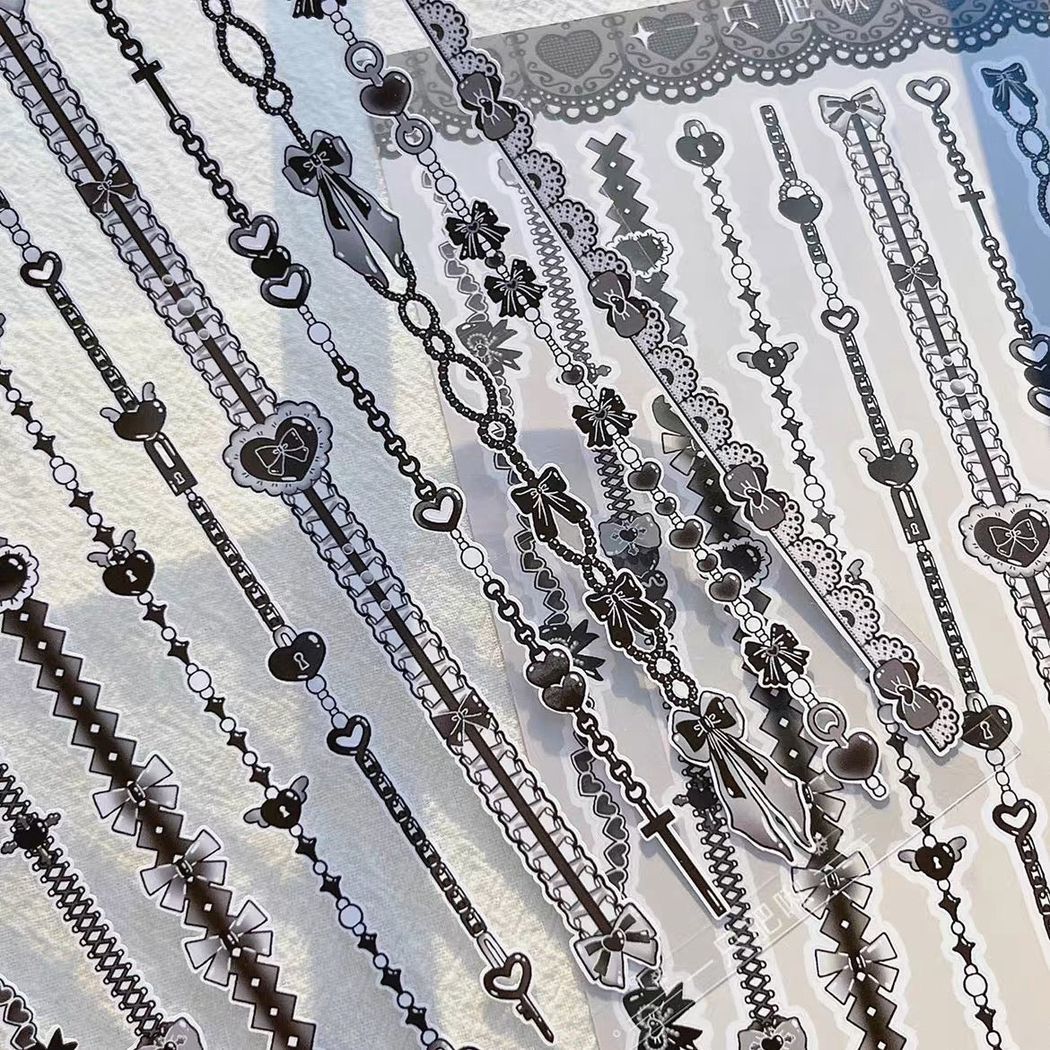 Lace Chain Original Stickers: Cover Decoration for Gukka Handbooks with Adhesive
