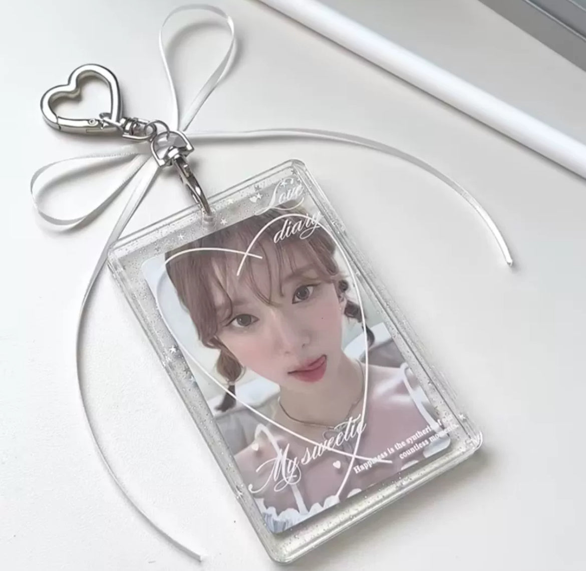 Acrylic glitter card holder ins no attribute high value star chasing 3 inch small card Polaroid storage pendant keychain