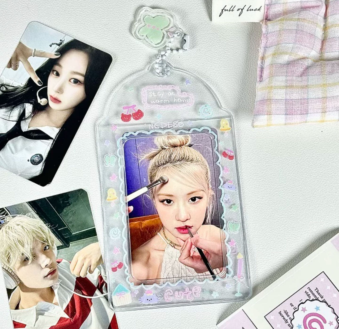 Transparent 3-inch PVC idol card storage card bag INS style star-chasing girl diary ID exclusive pendant set
