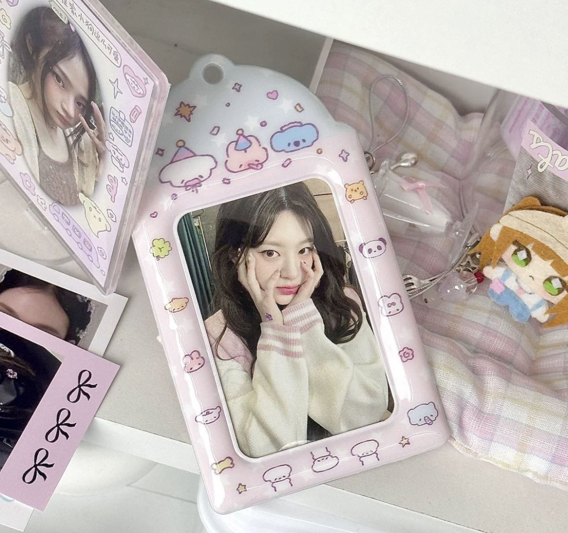 Original 3-inch card holder small card cute protective cover campus card meal card holder pendant niche ins transparent card holder