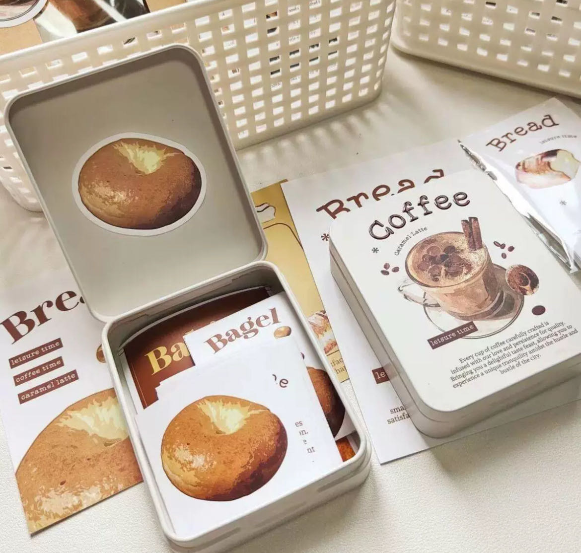 Toast coffee flip flat cover ins iron box desktop high value hand book sticker millet storage girl storage box