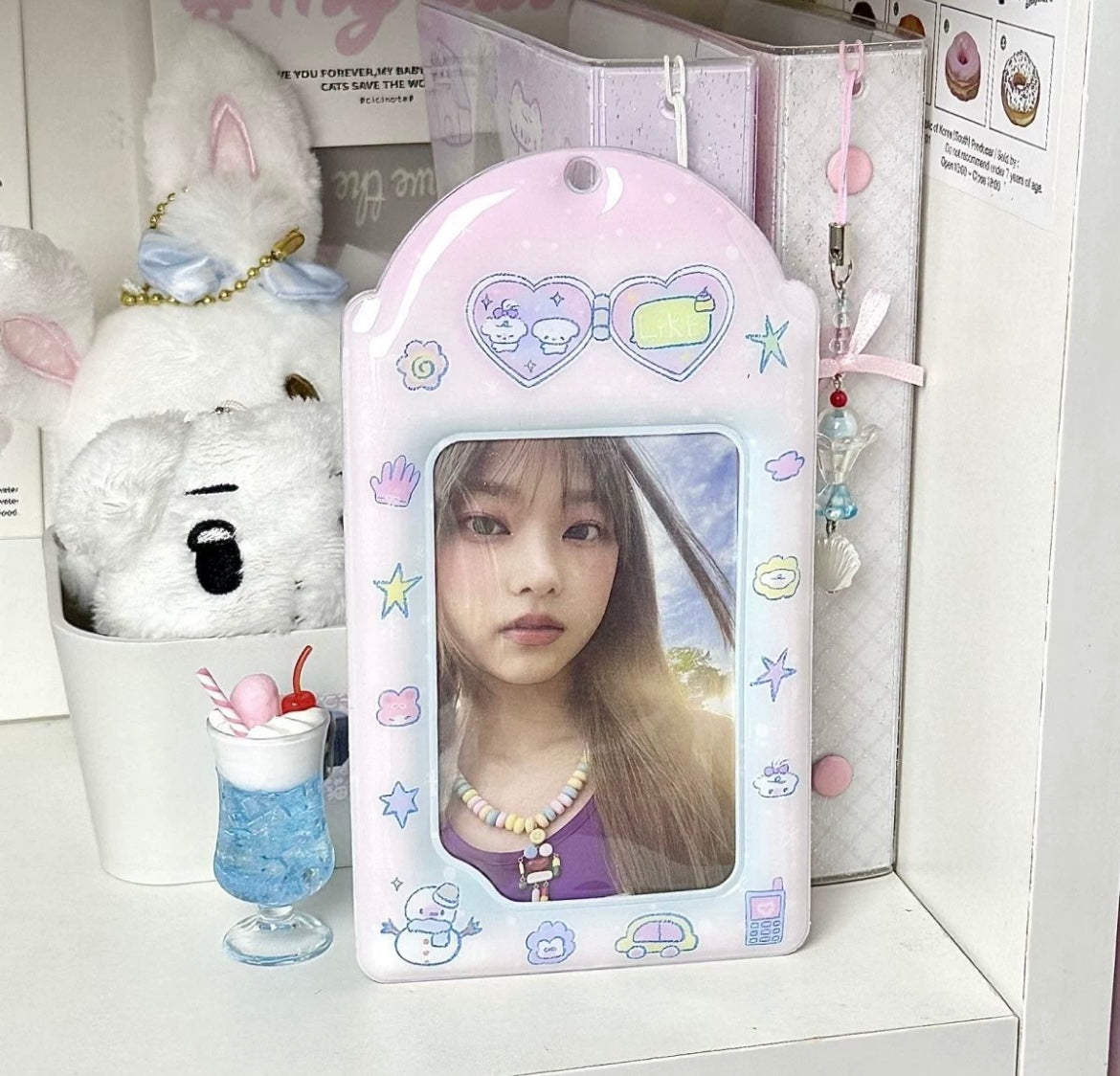 Original 3-inch card holder small card cute protective cover campus card meal card holder pendant niche ins transparent card holder