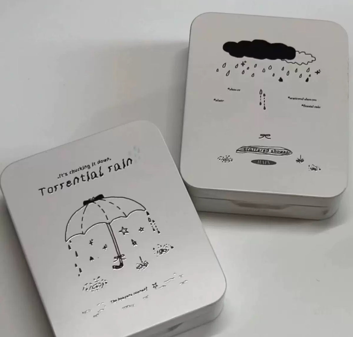 ins style no attribute rainy day flip cover iron box cute small card storage box simple desktop storage high value student