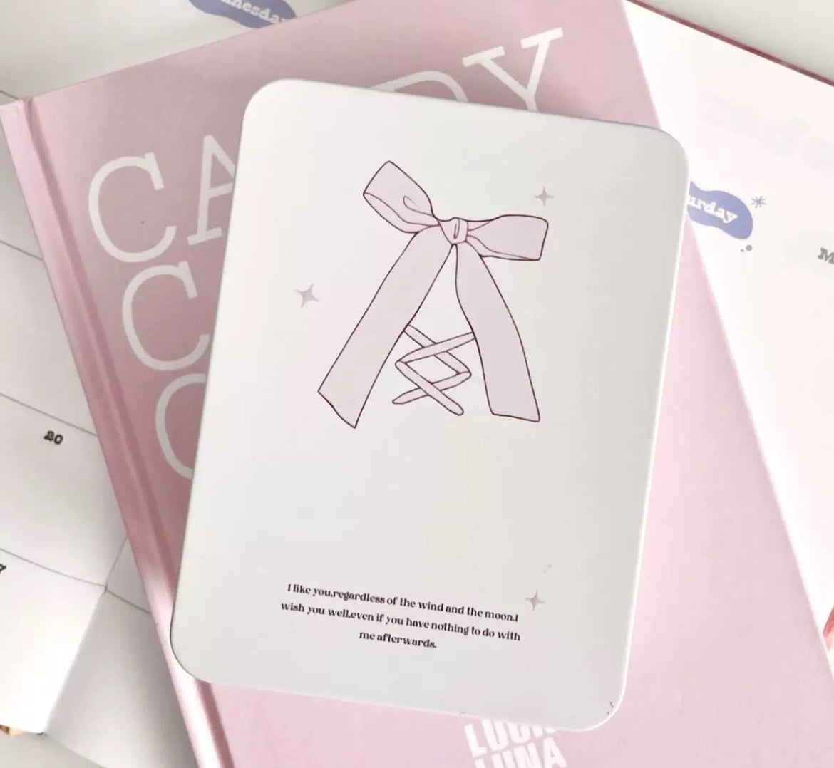 Girl ins storage Korean cute desktop iron box material sticker high value storage box flip small card waterproof