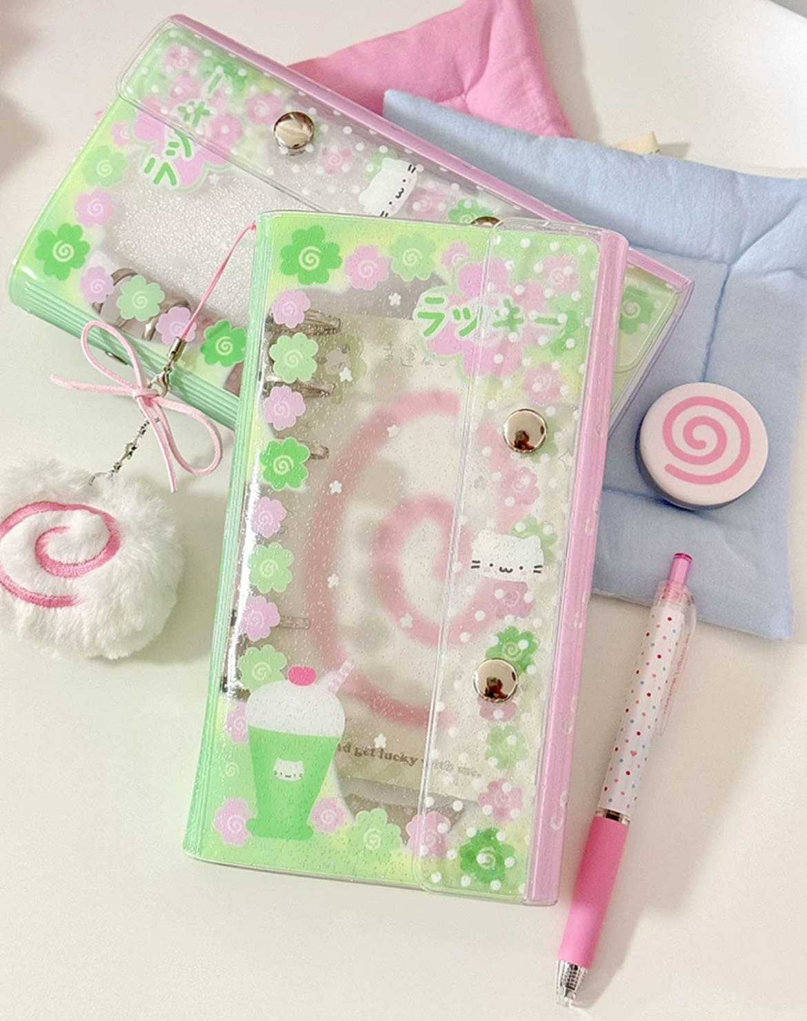 A6half Melon Cup Four Leaf Clover Glitter PVC Card Book Storage Book