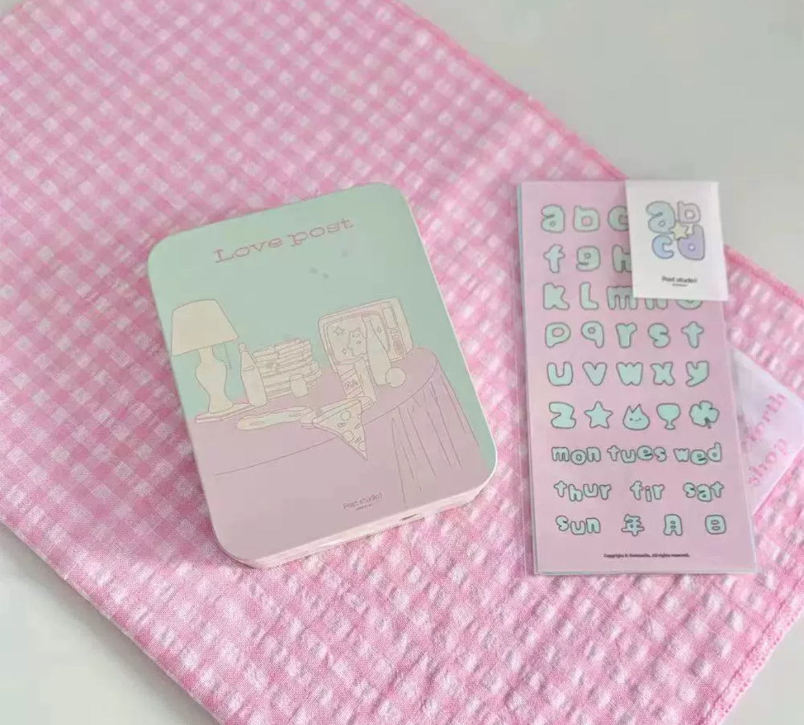 ins small fresh sketch flip iron box high value stickers Guka small card film desktop storage box material
