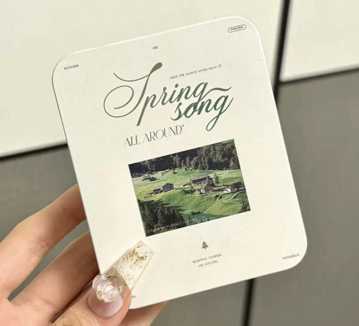 High-grade spring poem flip iron box ins desktop small card high-value storage sticker girl student storage box