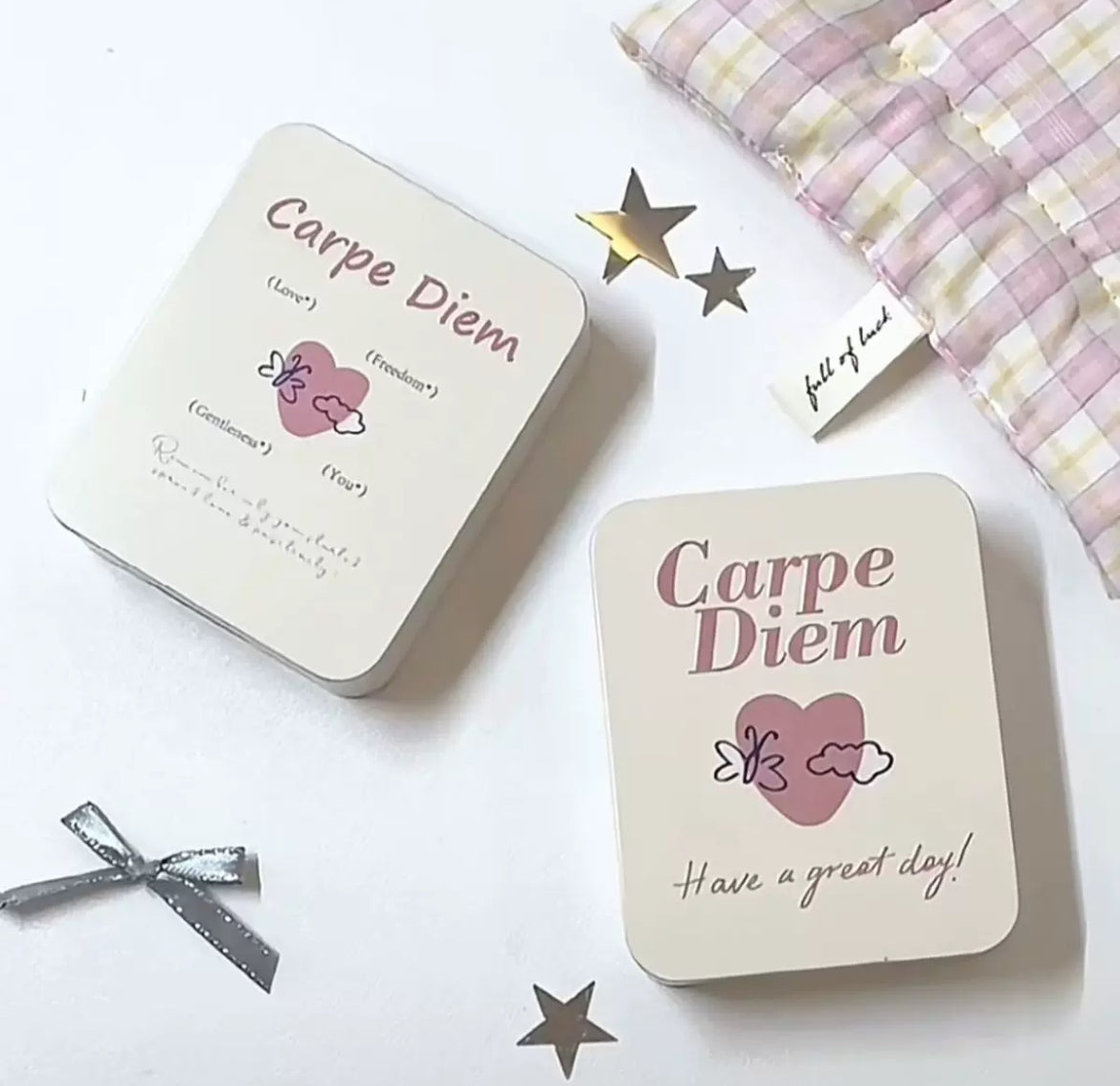 ins gentle style simple love flip iron box girly heart cuckoo card storage self-printed small card storage desktop organization