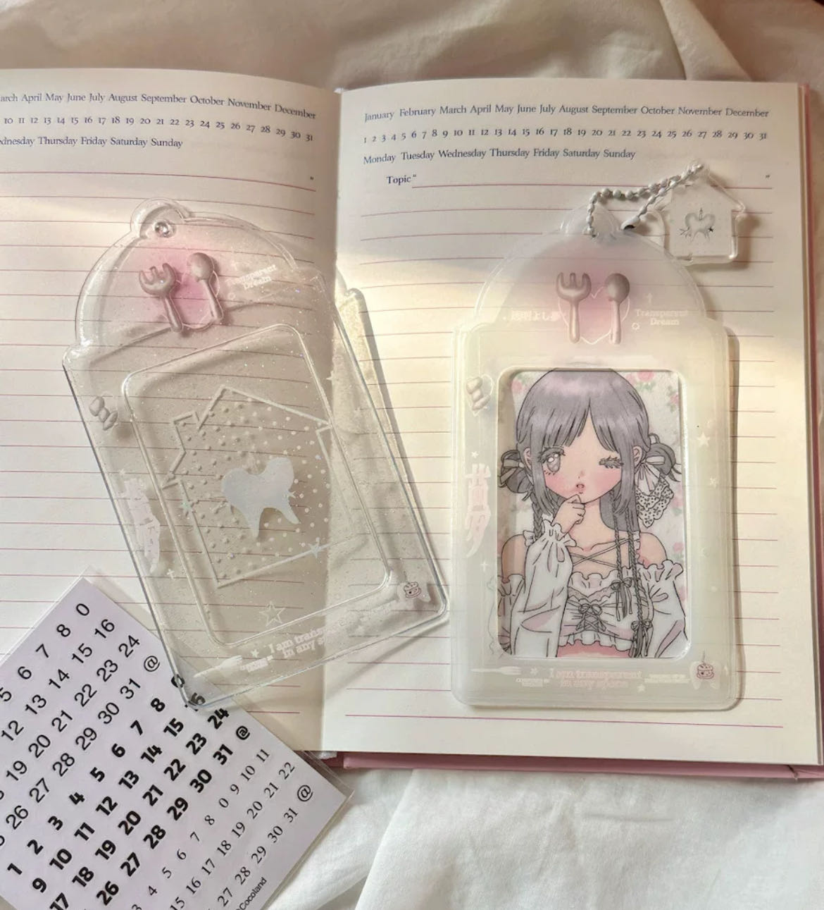 Original ins milky white transparent small card holder 3-inch Polaroid campus meal card storage pendant