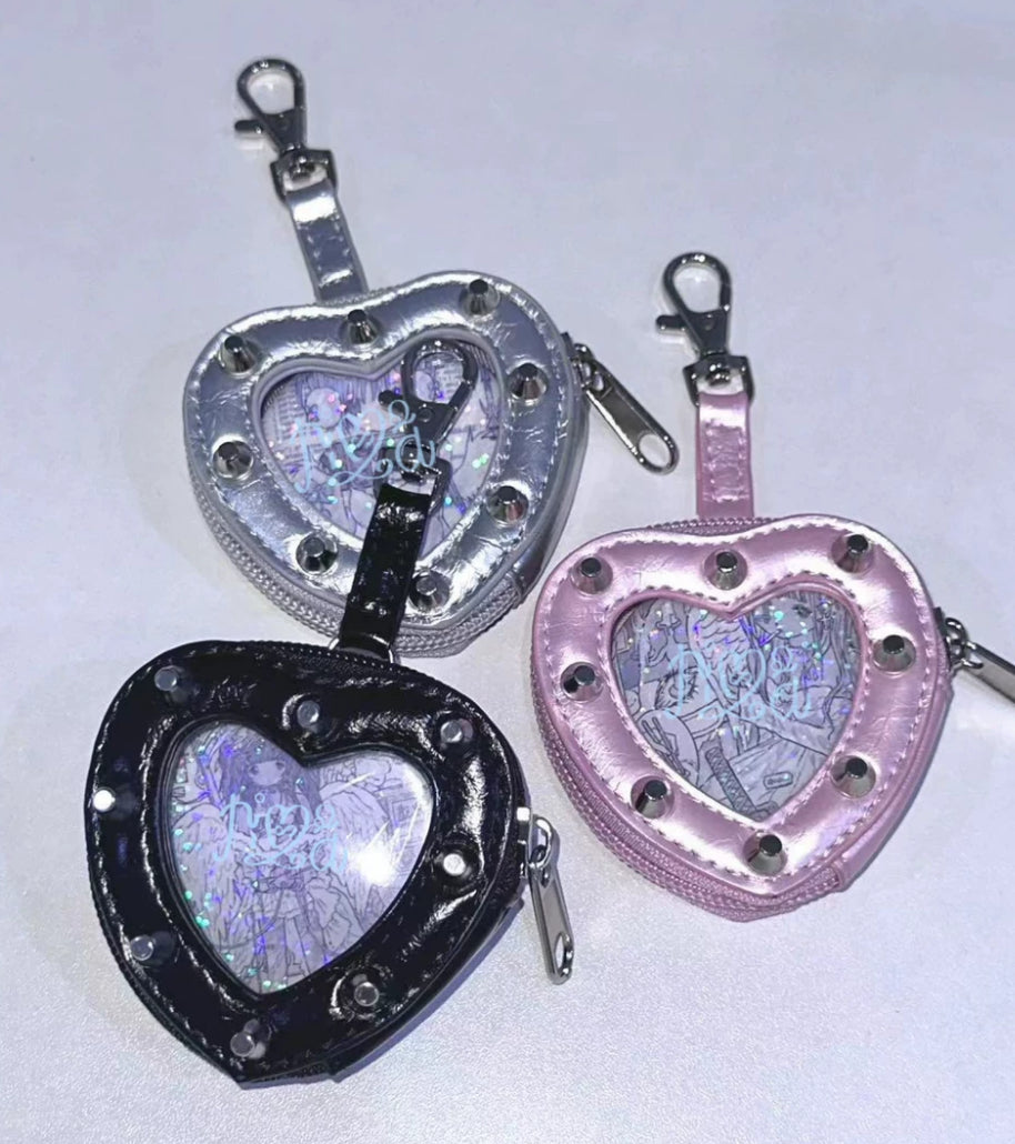 NICOLAS Y2K hot girl style laser love small bag bar bag Japanese style shoulder bag accessories earphone bag