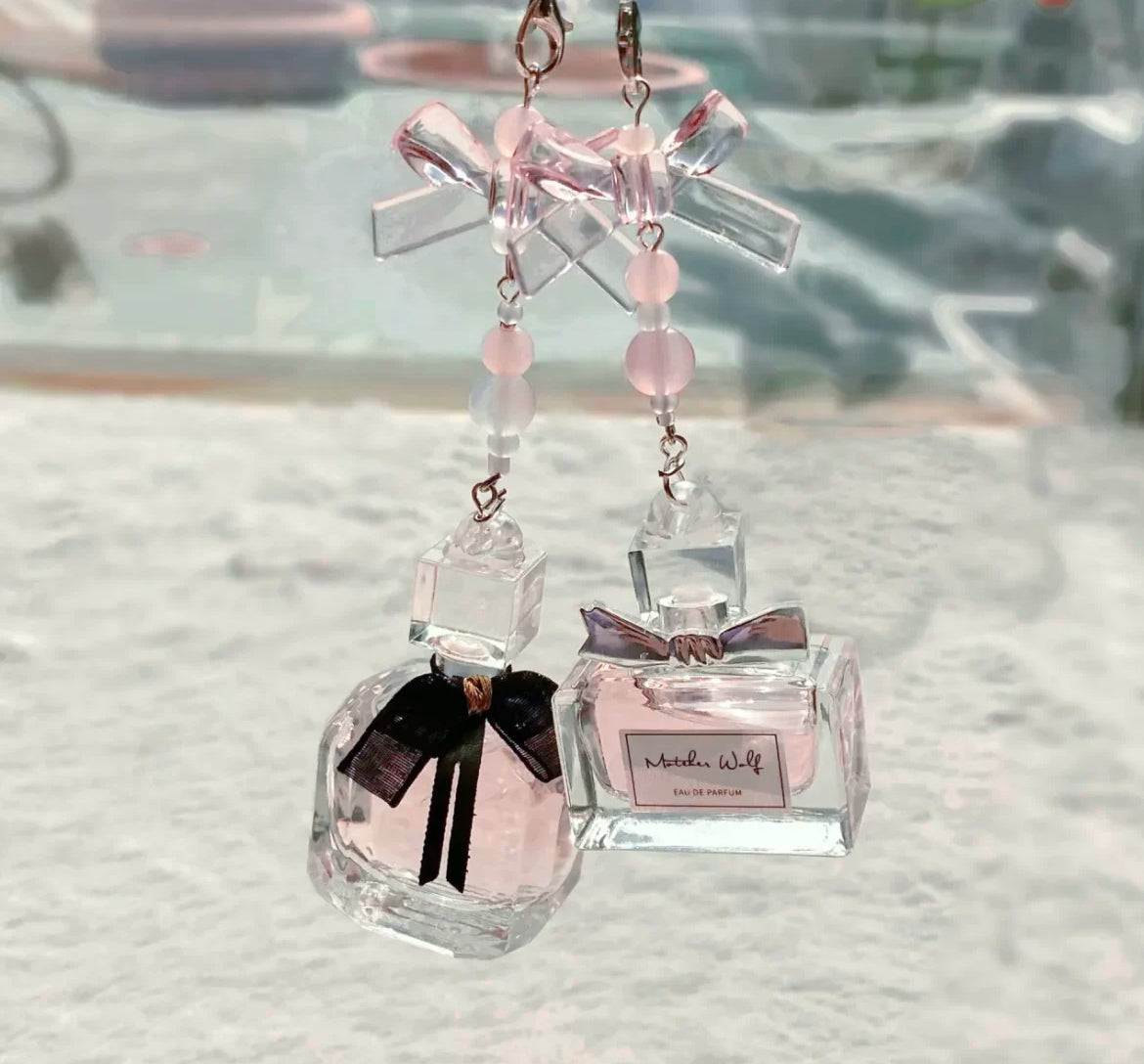 Handmade mine series beaded perfume pendant bow mobile phone chain girl heart pendant cute Y2K