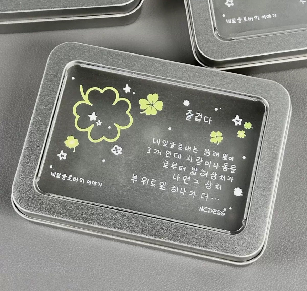 Four-leaf clover window iron box in style with lid small card small card photo high value storage box baji silver display