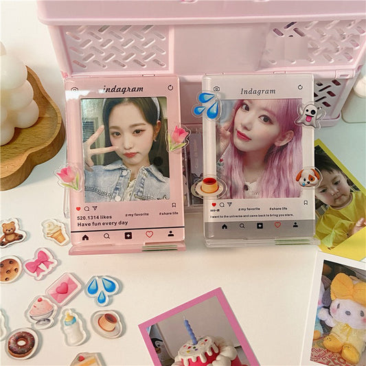 INS Creative 3-Inch Acrylic Desktop Stand Photo Frame DIY for Displaying Idol Albums, Small Cards, and Emoji Expressions