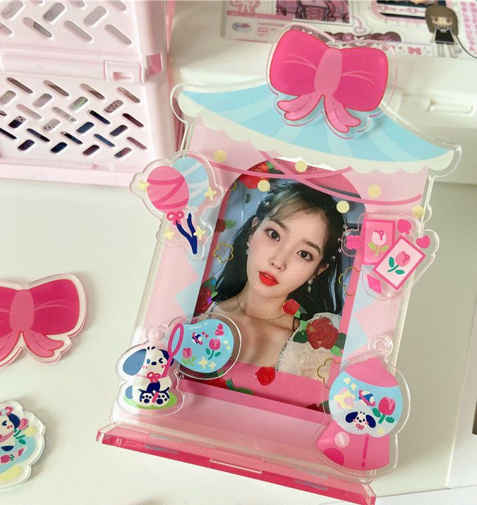 Cute Amusement Park Puppies Original 3-Inch Star-Collecting Small Card Acrylic Frame Stand for Displaying Photos - New Product Pendant