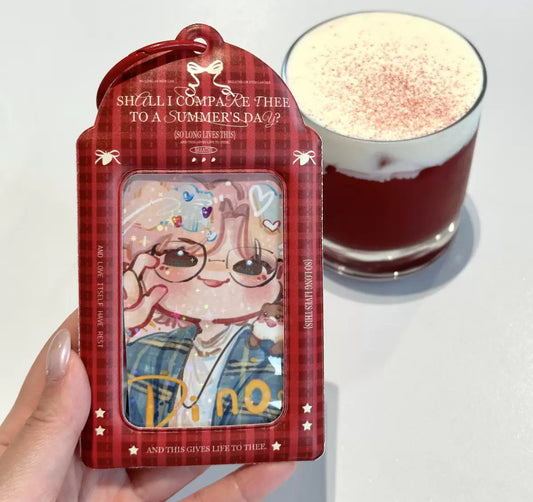 Retro red velvet Christmas plaid card holder high value ins star chasing 3-inch small card storage protective cover bag pendant